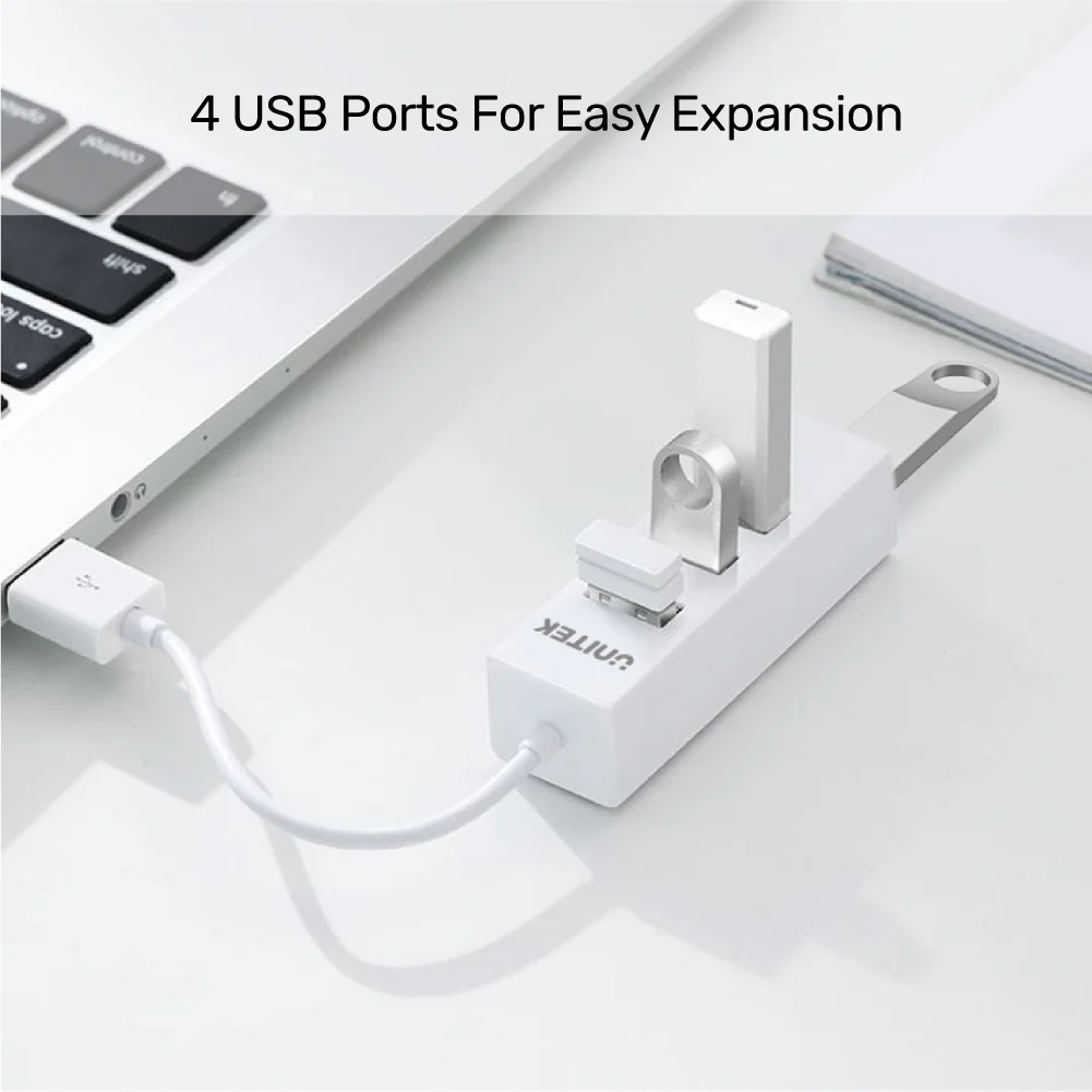 Buy UNITEK 4-Port USB 2.0 Hub 480Mbps Ultra-Compact USB Expander (White) Online in Pakistan - UGREEN PK
