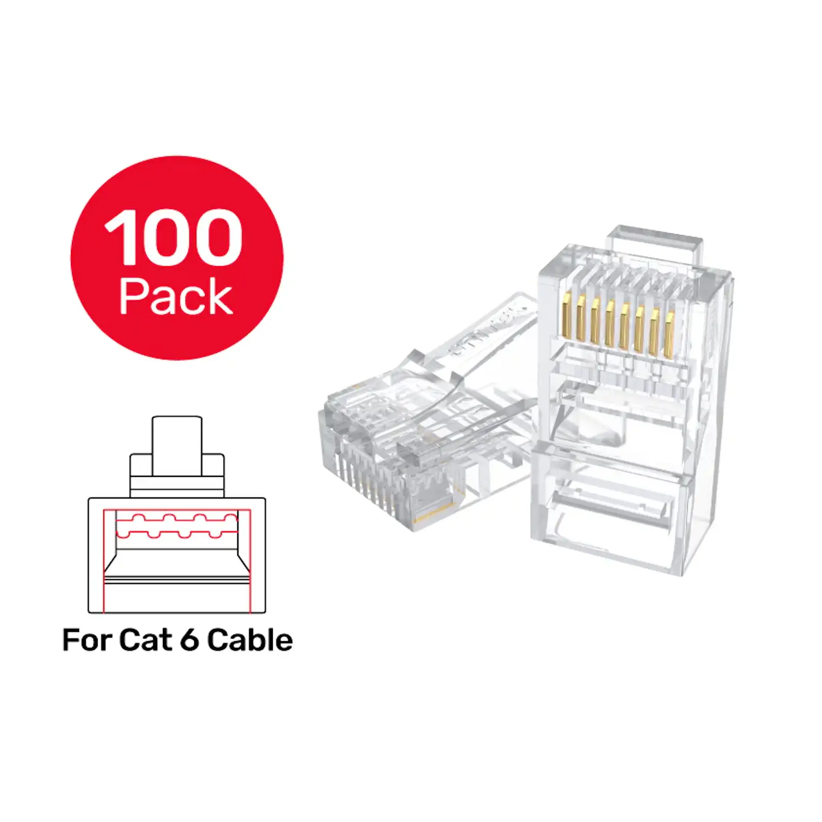 Buy UNITEK CAT6 RJ45 Connectors (100-Piece Box) Gold-Plated Ethernet Plugs for High-Speed Networking Online in Pakistan - UGREEN PK