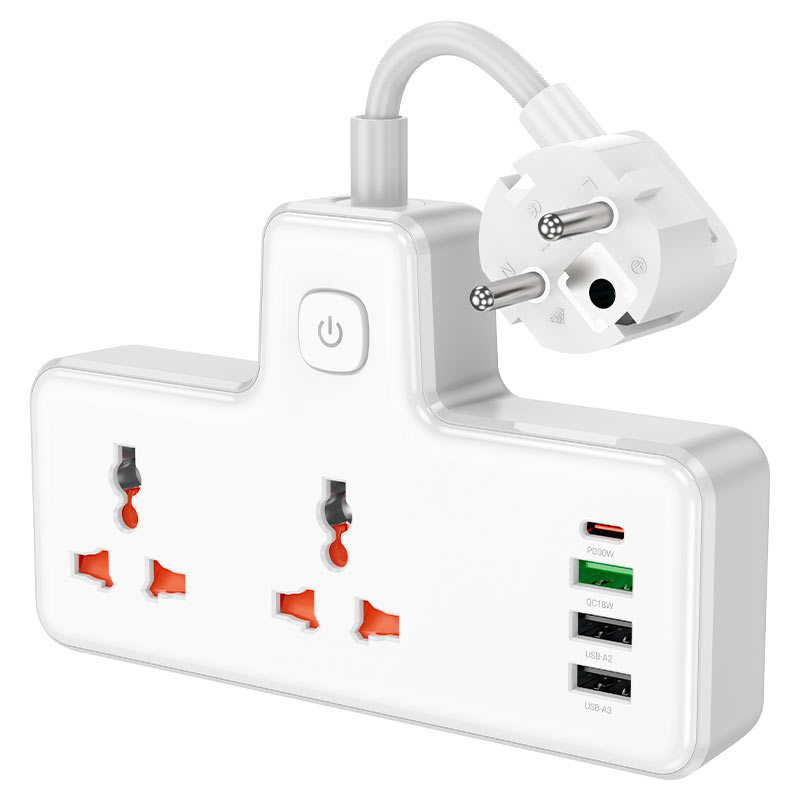 Buy HOCO AC12A Reise 30W Power Strip with 2 AC Sockets & 4 USB Ports (3x USB-A + 1x USB-C) Online in Pakistan - UGREEN PK