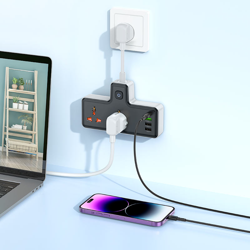 Buy HOCO AC12A Reise 30W Power Strip with 2 AC Sockets & 4 USB Ports (3x USB-A + 1x USB-C) Online in Pakistan - UGREEN PK