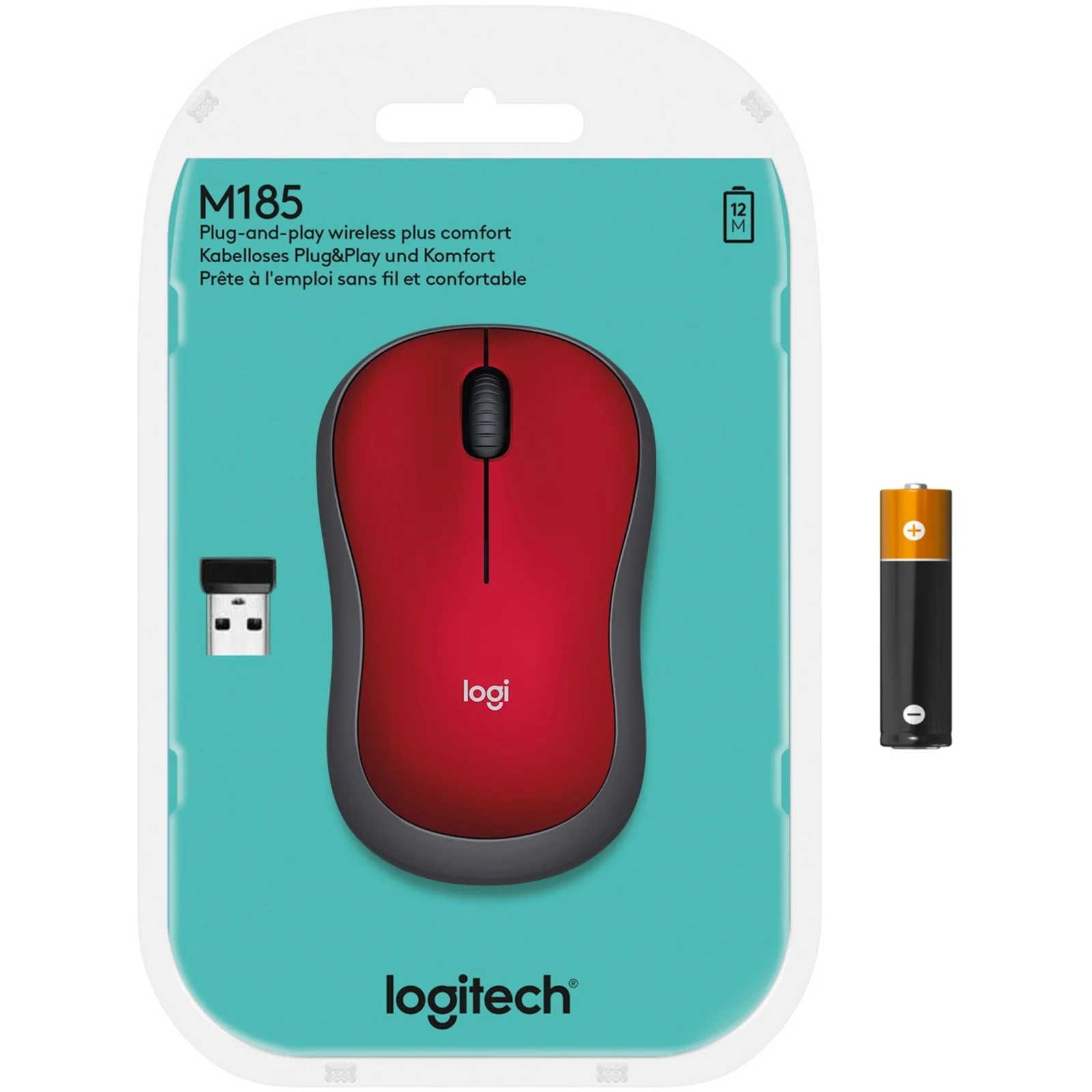 Buy Logitech M185 Wireless Mouse (Red) 12-Month Battery, Nano Receiver Online in Pakistan - UGREEN PK