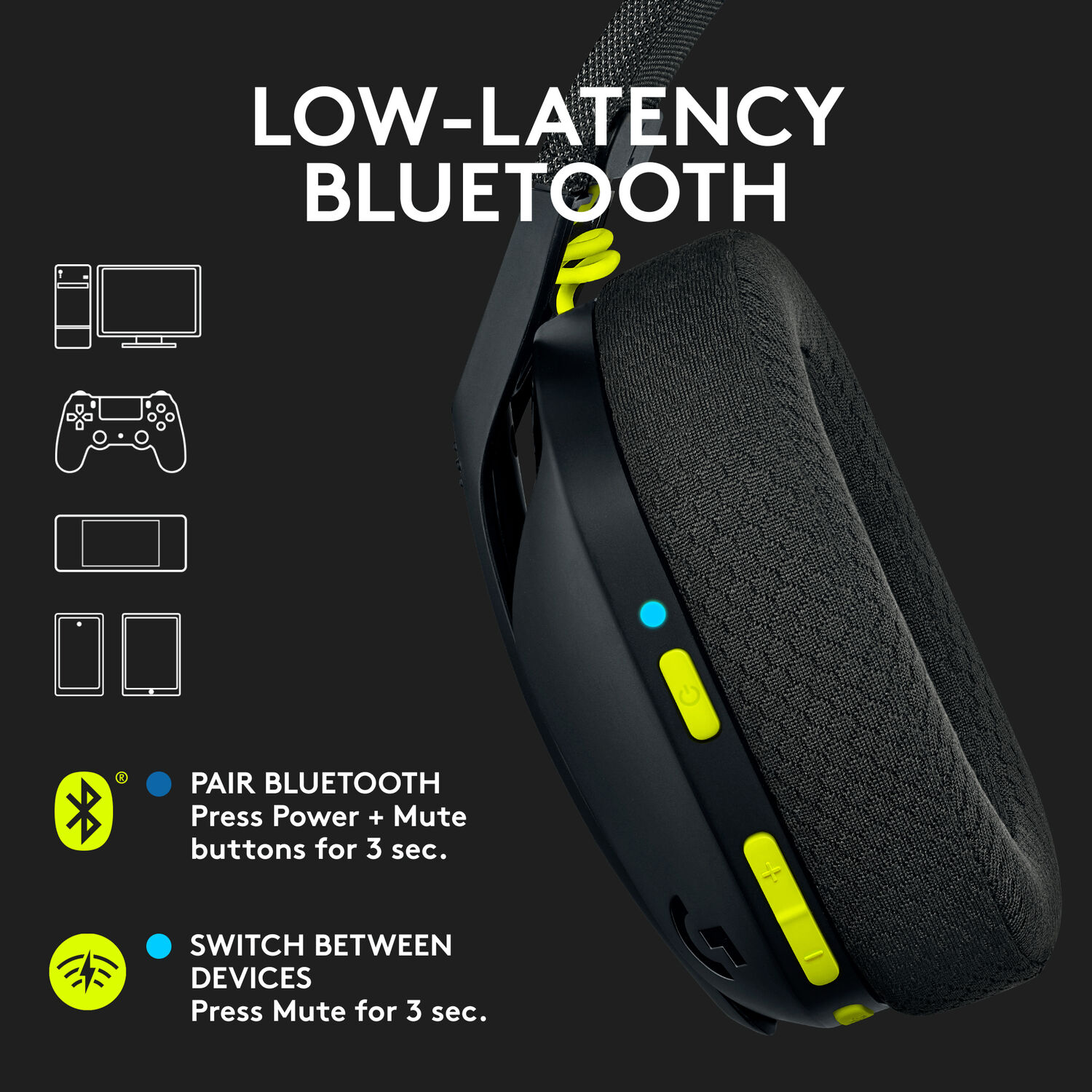 Buy Logitech G435 LIGHTSPEED & Bluetooth Wireless Gaming Headset (Black) 18-Hour Battery, 165g Lightweight Online in Pakistan - UGREEN PK