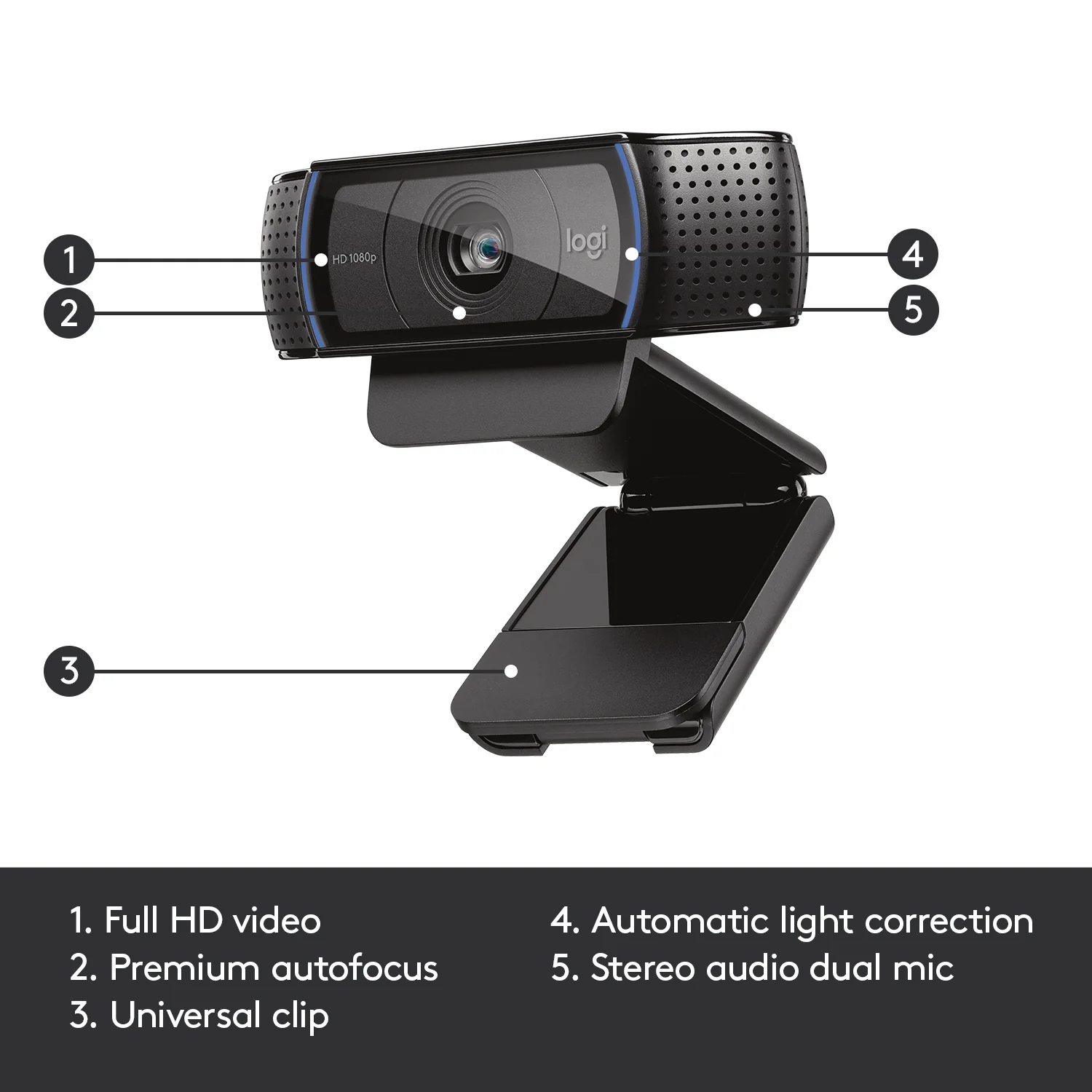 Buy Logitech C920 HD Pro Webcam Full HD 1080p, Stereo Mics, Autofocus For Streaming, Zoom, Skype Online in Pakistan - UGREEN PK