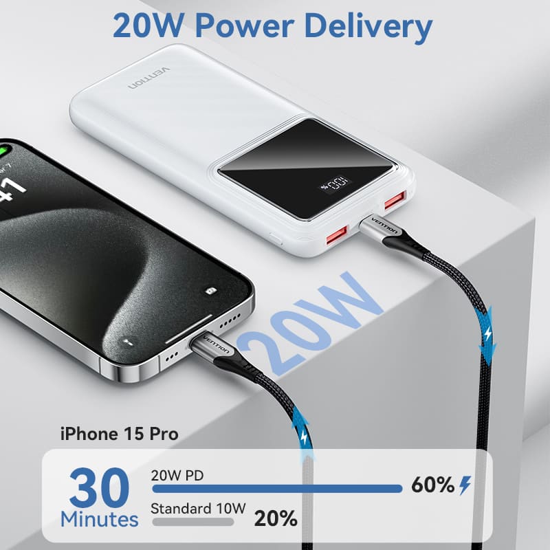 Buy VENTION FHKB0 10000mAh Power Bank with 22.5W PD 3.0 Fast Charging Battery iPhone 17/16/15 /14 Online in Pakistan - UGREEN PK