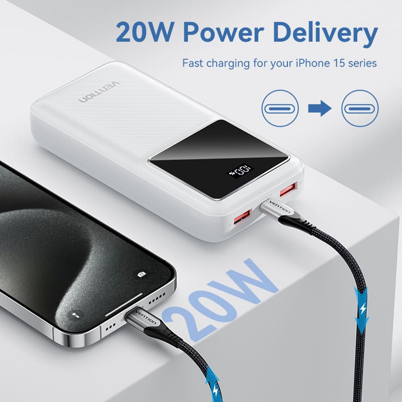 Buy VENTION FHLB0 20000mAh Power Bank with 22.5W PD 3.0 Fast Charging Battery iPhone 17/16/15 /14 Online in Pakistan - UGREEN PK