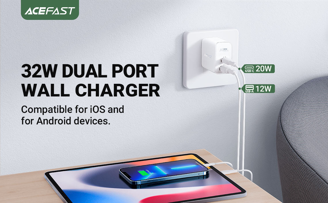 Acefast A7 PD 32W Wall Charger USB-C 20W PD (Black) US Plug for iPhone, Samsung Buy Acefast A7 PD 32W Wall Charger USB-C 20W PD (Black) US Plug for iPhone, Samsung Online in Pakistan - UGREEN PK