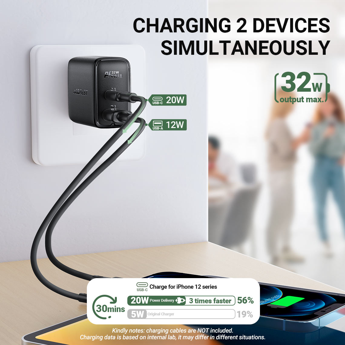 Acefast A7 PD 32W Wall Charger USB-C 20W PD (Black) US Plug for iPhone, Samsung Buy Acefast A7 PD 32W Wall Charger USB-C 20W PD (Black) US Plug for iPhone, Samsung Online in Pakistan - UGREEN PK