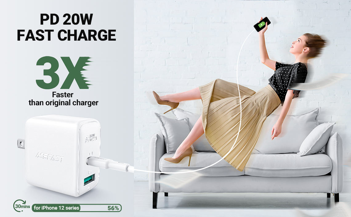 Acefast A7 PD 32W Wall Charger USB-C 20W PD (Black) US Plug for iPhone, Samsung Buy Acefast A7 PD 32W Wall Charger USB-C 20W PD (Black) US Plug for iPhone, Samsung Online in Pakistan - UGREEN PK