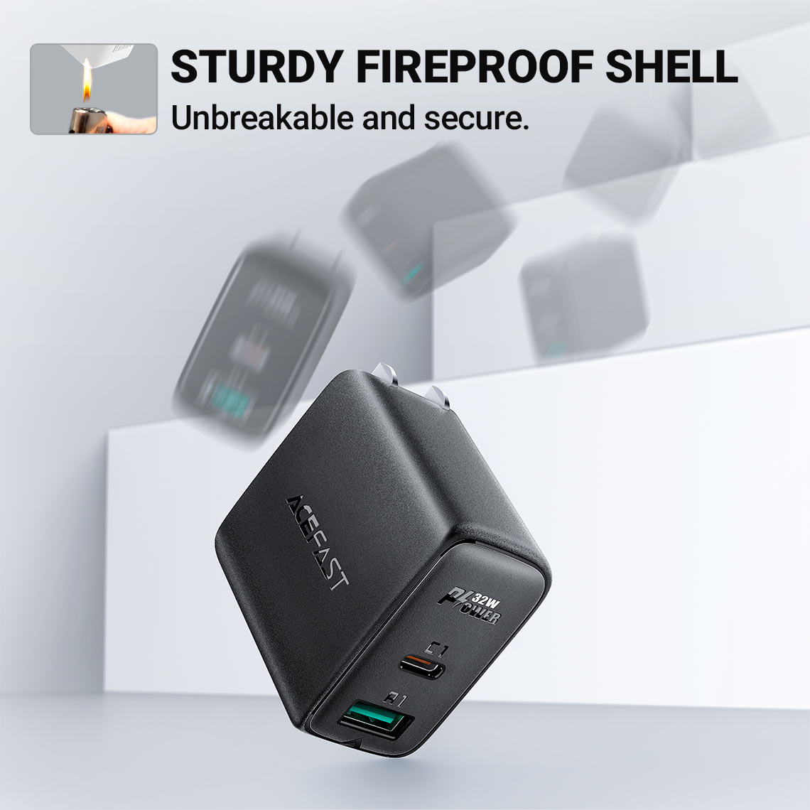 Acefast A7 PD 32W Wall Charger USB-C 20W PD (Black) US Plug for iPhone, Samsung Buy Acefast A7 PD 32W Wall Charger USB-C 20W PD (Black) US Plug for iPhone, Samsung Online in Pakistan - UGREEN PK