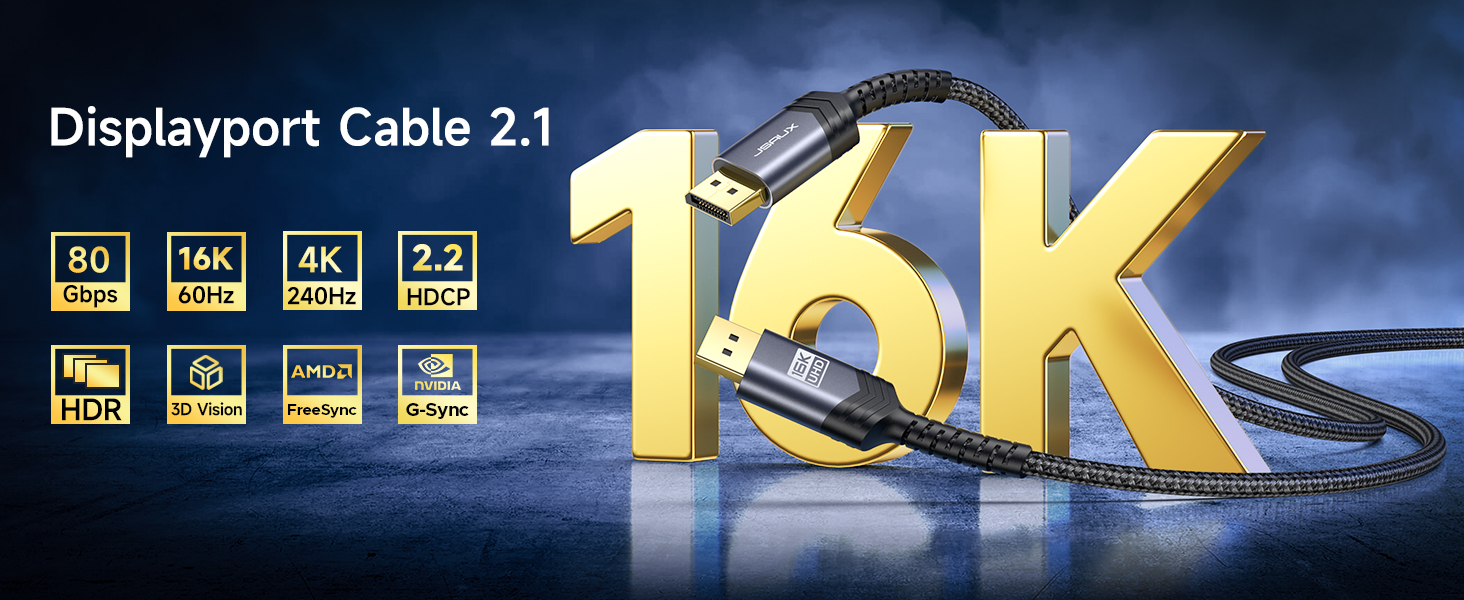 JSAUX DisplayPort 2.1 Cable (3 Meter) 16K@60Hz 8K@120Hz Buy JSAUX DisplayPort 2.1 Cable (3 Meter) 16K@60Hz 8K@120Hz Online in Pakistan - UGREEN PK