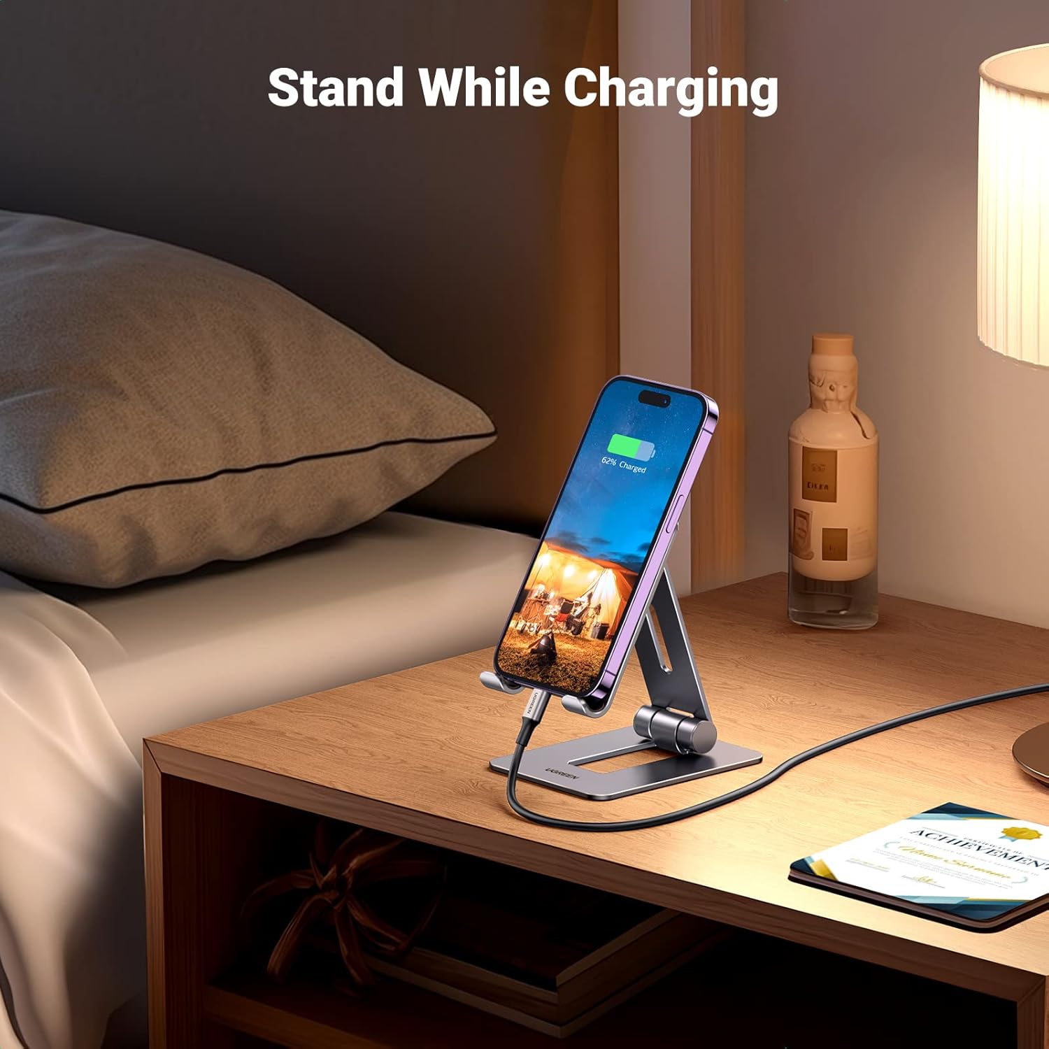 Buy UGREEN 15608 Aluminum Phone Stand Holder Adjustable Foldable Desktop Dock for iPhone 17/16/15 Pro Max Online in Pakistan - UGREEN PK