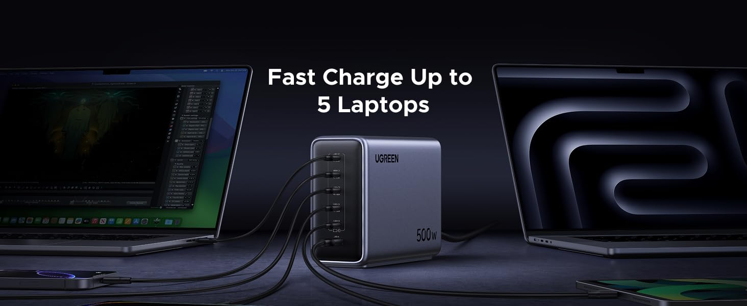UGREEN Nexode 500W GaN Charging Station 6-Port (5x USB-C + 1x USB-A) with 240W PD 3.1, Smart Temp Control for MacBook Pro Buy UGREEN Nexode 500W GaN Charging Station 6-Port (5x USB-C + 1x USB-A) with 240W PD 3.1, Smart Temp Control for MacBook Pro Online in Pakistan - UGREEN PK