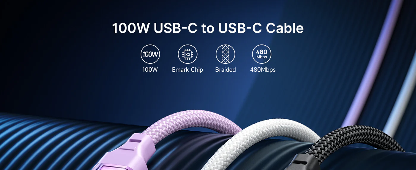 JSAUX Transparent 100W USB-C to USB-C Charging Cable (2 Meter) Blue PD Fast Charging, Nylon Braided, E-Marker Smart Chip Buy JSAUX Transparent 100W USB-C to USB-C Charging Cable (2 Meter) Blue PD Fast Charging, Nylon Braided, E-Marker Smart Chip Online in Pakistan - UGREEN PK