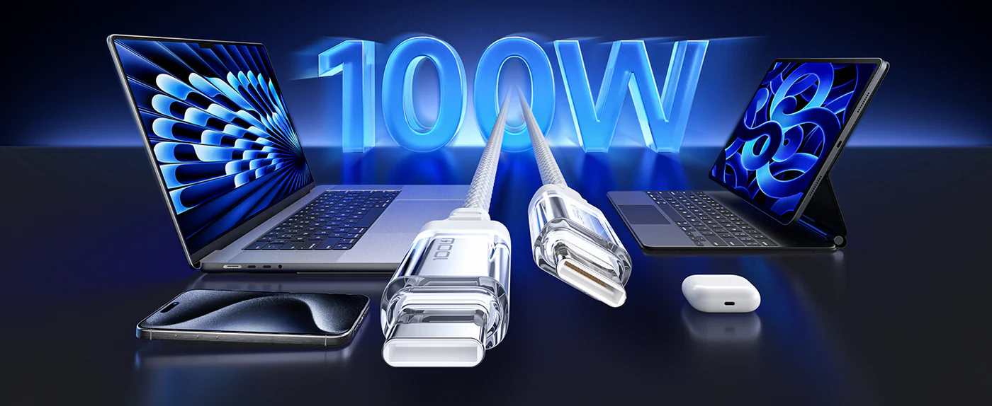 JSAUX Transparent 100W USB-C to USB-C Charging Cable (2 Meter) Blue PD Fast Charging, Nylon Braided, E-Marker Smart Chip Buy JSAUX Transparent 100W USB-C to USB-C Charging Cable (2 Meter) Blue PD Fast Charging, Nylon Braided, E-Marker Smart Chip Online in Pakistan - UGREEN PK