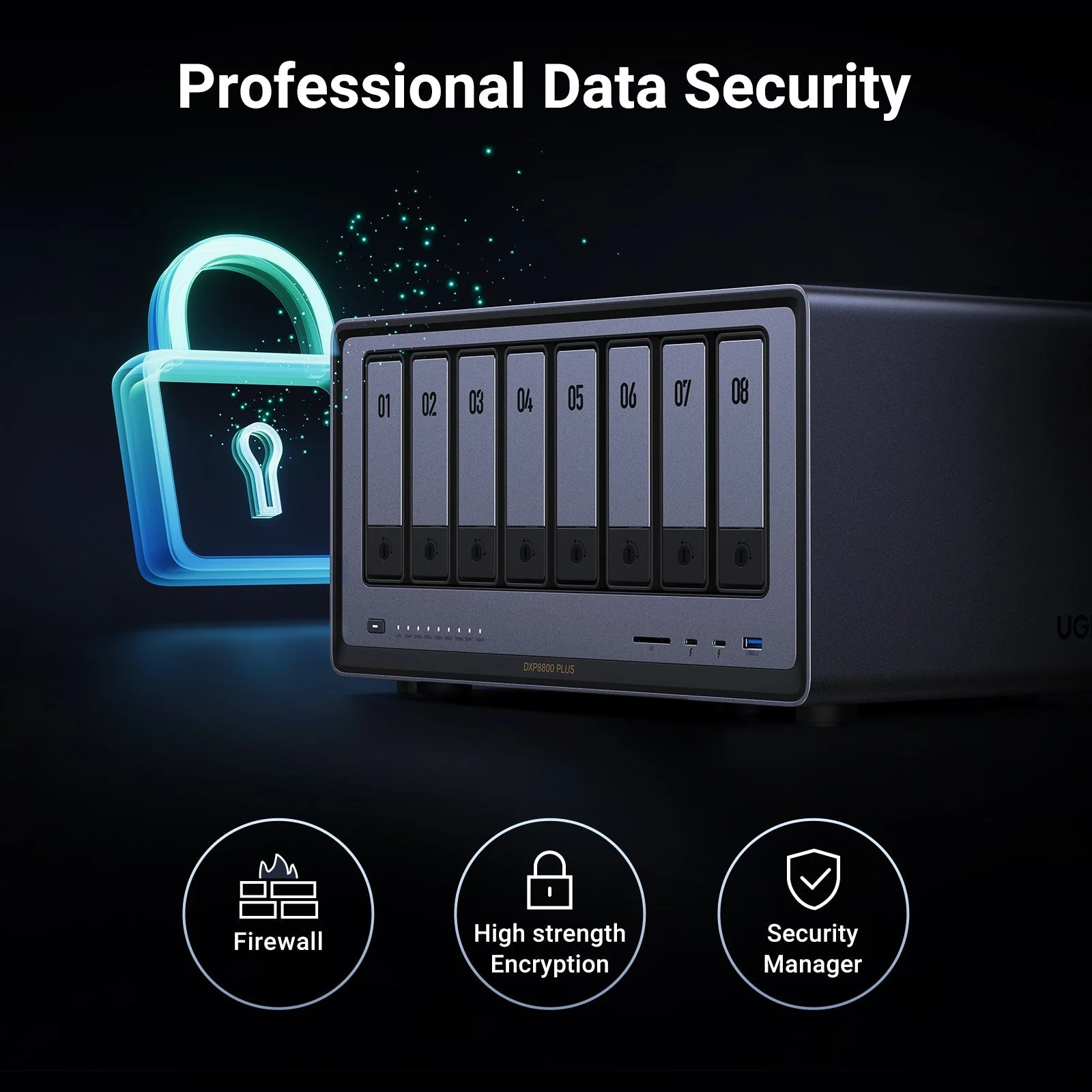 Buy UGREEN 35126 NASync DXP8800 Plus 8-Bay Desktop NASย (Diskless) Intel i5-1235U 10-Core, 8GB DDR5, 128GB SSD, Dual 10GbE, Thunderbolt 4, 8K HDMI Online in Pakistan - UGREEN PK