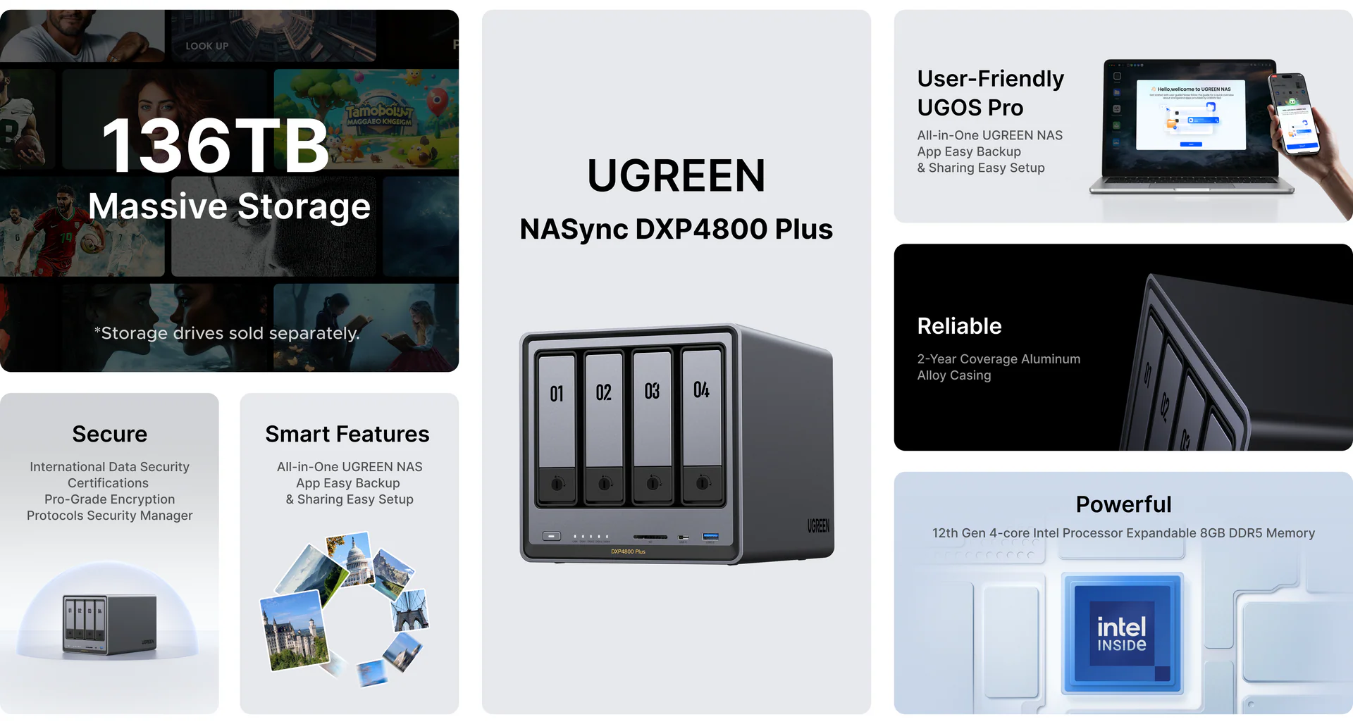 UGREEN 35260ย NASync DXP4800 Plus 4-Bay Desktop NAS Buy UGREEN 35260ย NASync DXP4800 Plus 4-Bay Desktop NAS (Diskless) Intel Pentium Gold 8505, 8GB DDR5, 10GbE & 2.5GbE, Dual M.2 NVMe, 4K HDMI Online in Pakistan - UGREEN PK