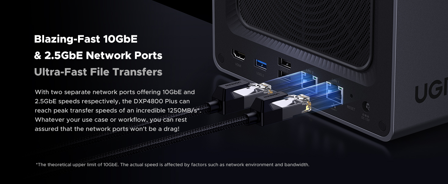 UGREEN 35260ย NASync DXP4800 Plus 4-Bay Desktop NAS Buy UGREEN 35260ย NASync DXP4800 Plus 4-Bay Desktop NAS (Diskless) Intel Pentium Gold 8505, 8GB DDR5, 10GbE & 2.5GbE, Dual M.2 NVMe, 4K HDMI Online in Pakistan - UGREEN PK