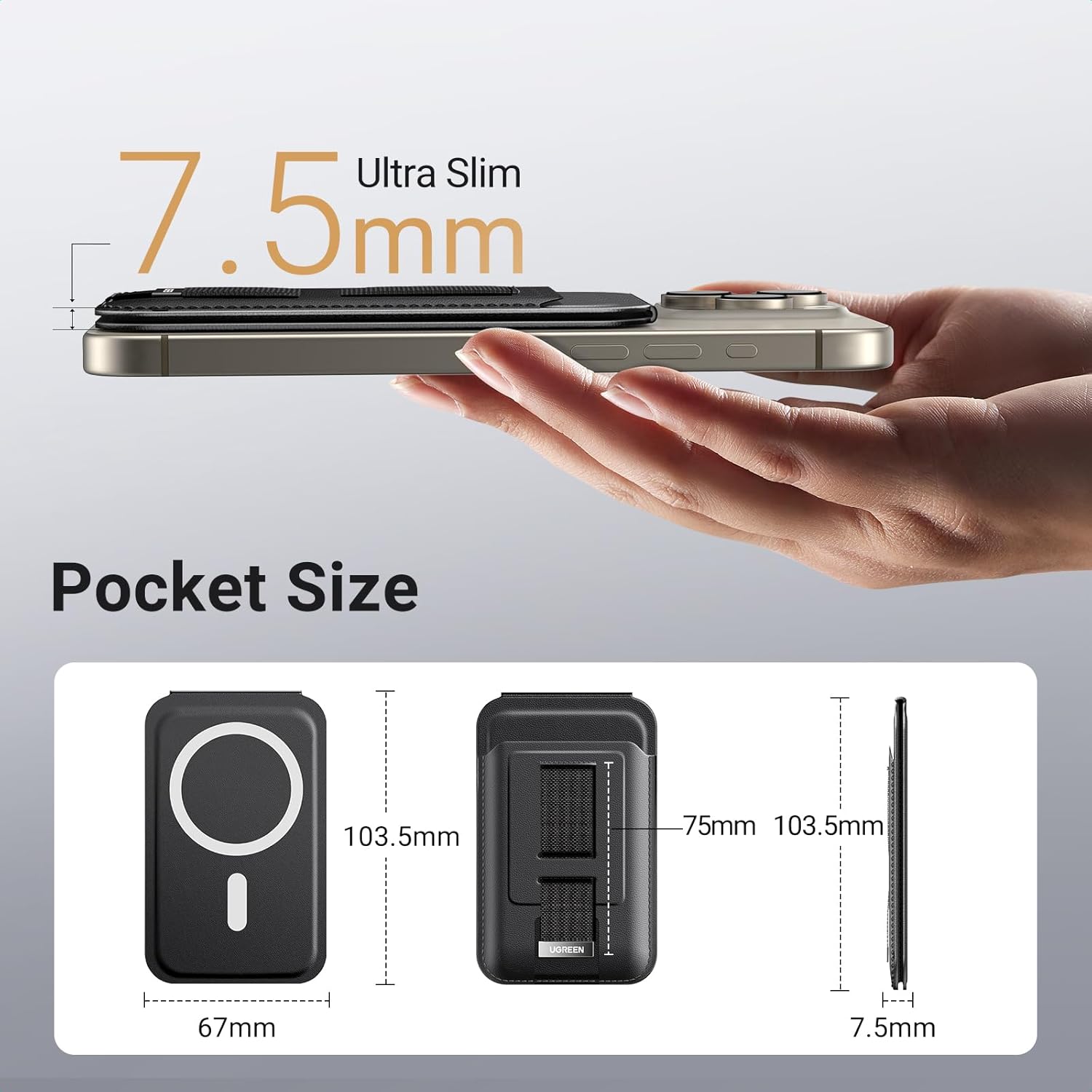 Buy UGREEN 45166 Magnetic Phone Wallet for MagSafe Compatible iPhone with 3-Card Slot, Adjustable Stand (30°-150°) Online in Pakistan - UGREEN PK