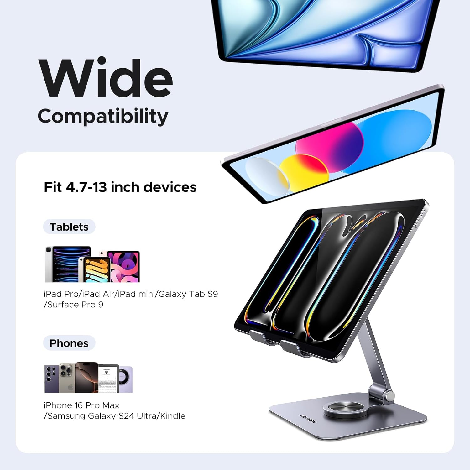 Buy UGREEN 45860 Aluminum 360 Rotating Tablet Stand Holder for Desk, Foldable & Portable Online in Pakistan - UGREEN PK