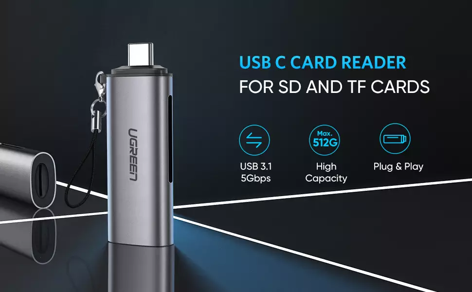 UGREEN 50704 USB-C to SD/TF Card Reader (2-in-1) 5Gbps USB 3.1 Memory Card Adapter Buy UGREEN 50704 USB-C to SD/TF Card Reader (2-in-1) 5Gbps USB 3.1 Memory Card Adapter Online in Pakistan - UGREEN PK