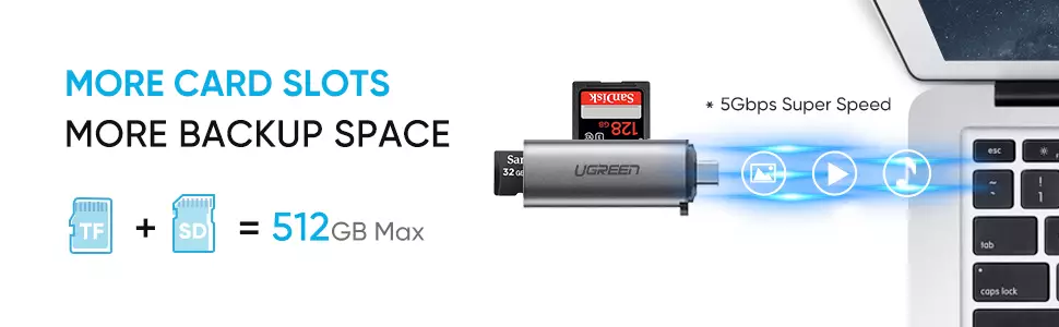 UGREEN 50704 USB-C to SD/TF Card Reader (2-in-1) 5Gbps USB 3.1 Memory Card Adapter Buy UGREEN 50704 USB-C to SD/TF Card Reader (2-in-1) 5Gbps USB 3.1 Memory Card Adapter Online in Pakistan - UGREEN PK