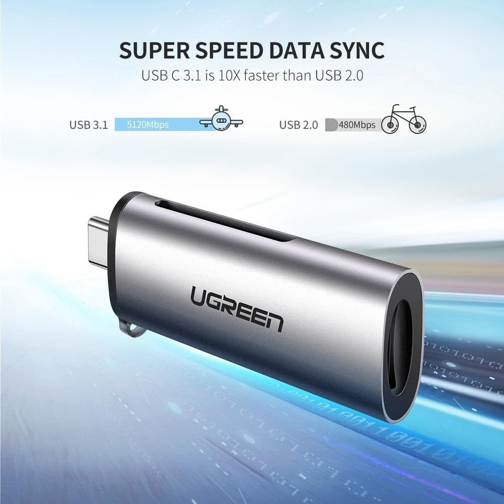 Buy UGREEN 50704 USB-C to SD/TF Card Reader (2-in-1) 5Gbps USB 3.1 Memory Card Adapter Online in Pakistan - UGREEN PK