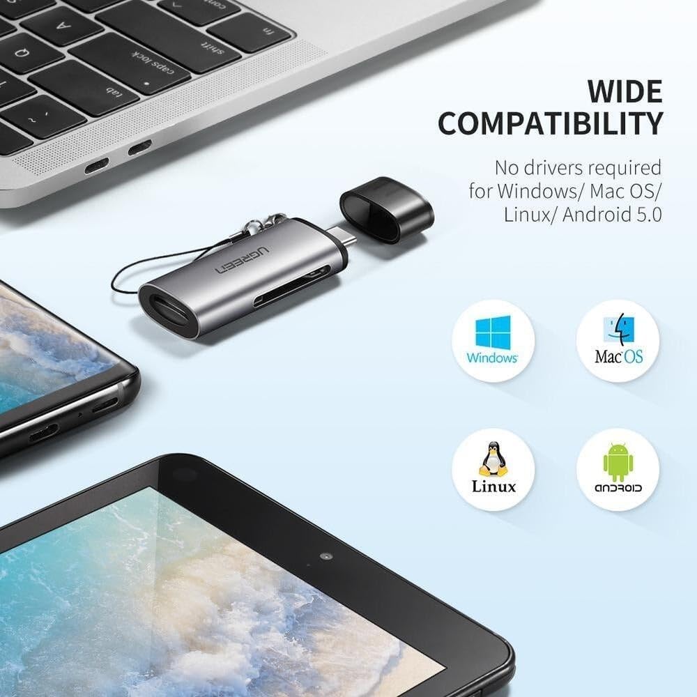 Buy UGREEN 50704 USB-C to SD/TF Card Reader (2-in-1) 5Gbps USB 3.1 Memory Card Adapter Online in Pakistan - UGREEN PK