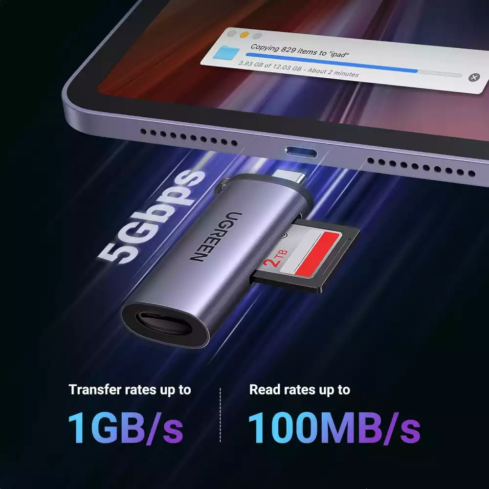 Buy UGREEN 50704 USB-C to SD/TF Card Reader (2-in-1) 5Gbps USB 3.1 Memory Card Adapter Online in Pakistan - UGREEN PK