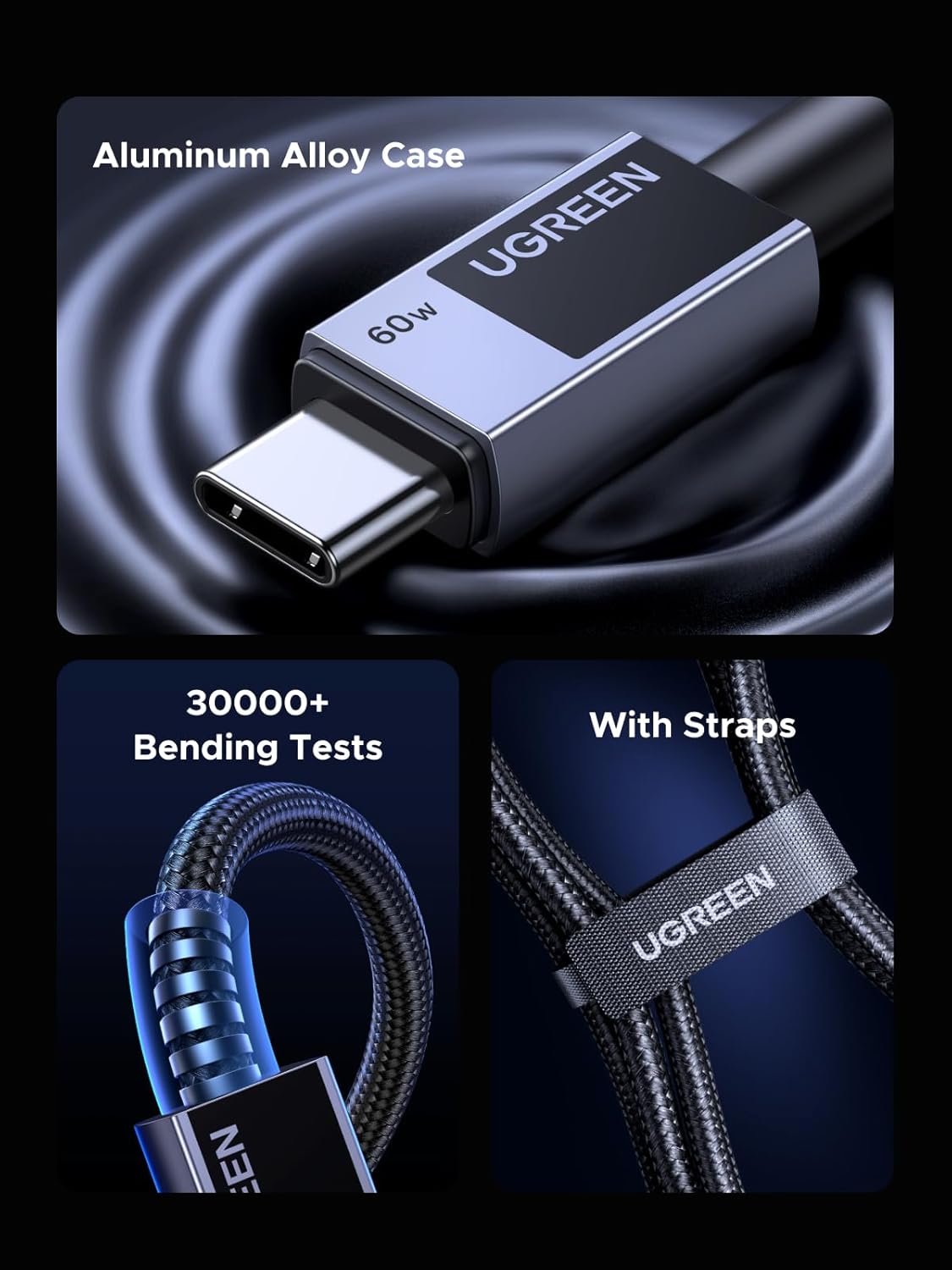 Buy UGREEN 55775 USB C to USB C Cable 60W E-Marker PD Fast Charging (2 Meter) Nylon Braided Online in Pakistan - UGREEN PK