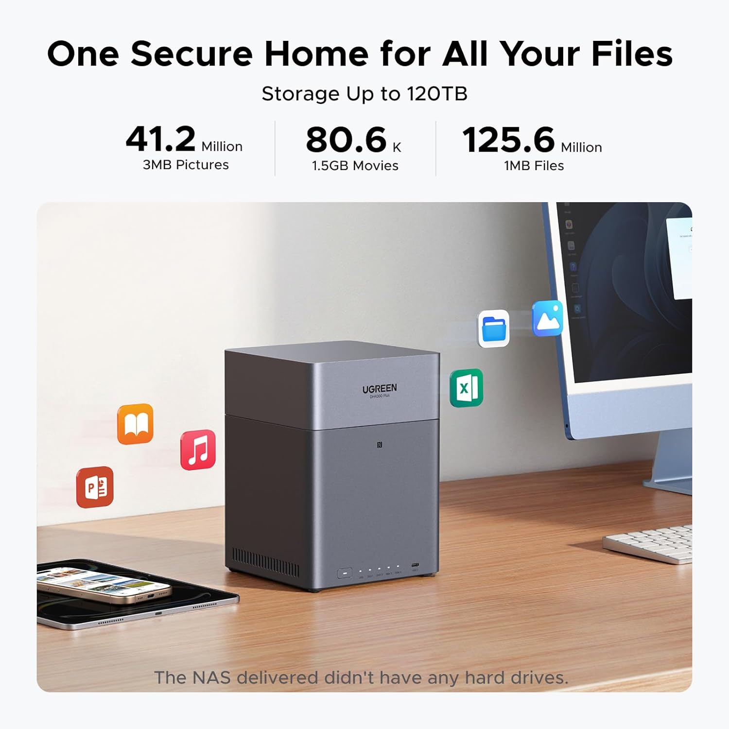 Buy UGREEN 65651ย NASync DH4300 Plus 4-Bay Desktop NAS (Diskless) 8-Core ARM CPU, 8GB RAM, 120TB, 2.5GbE, 4K HDMI - AI Photo Manager, Personal & Business Cloud Storage Online in Pakistan - UGREEN PK