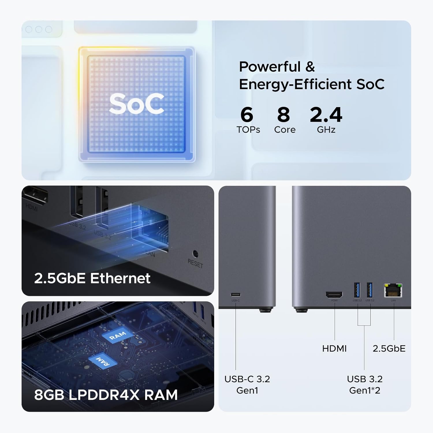 Buy UGREEN 65651ย NASync DH4300 Plus 4-Bay Desktop NAS (Diskless) 8-Core ARM CPU, 8GB RAM, 120TB, 2.5GbE, 4K HDMI - AI Photo Manager, Personal & Business Cloud Storage Online in Pakistan - UGREEN PK