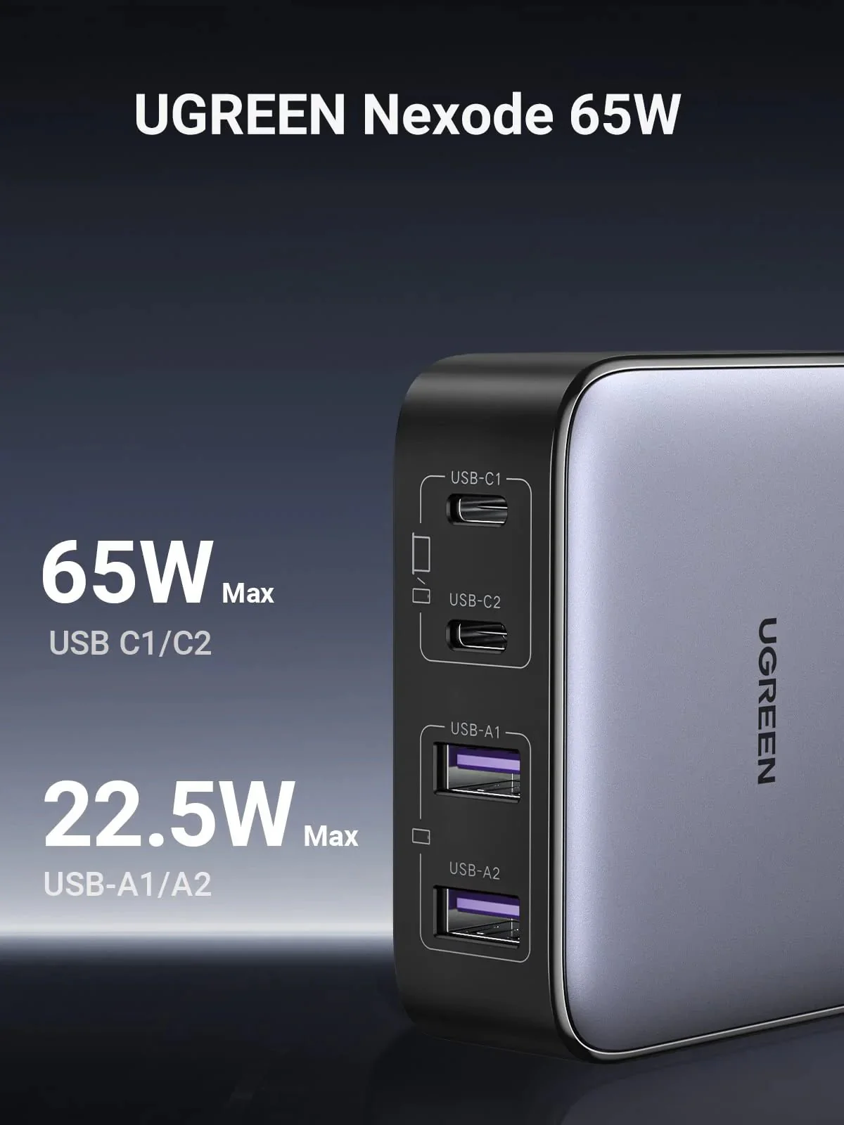 Buy UGREEN 90747 Nexode 65W GaN PD Fast Charger 4-Port for MacBook Pro/Air, iPhone 17/16/15 Online in Pakistan - UGREEN PK