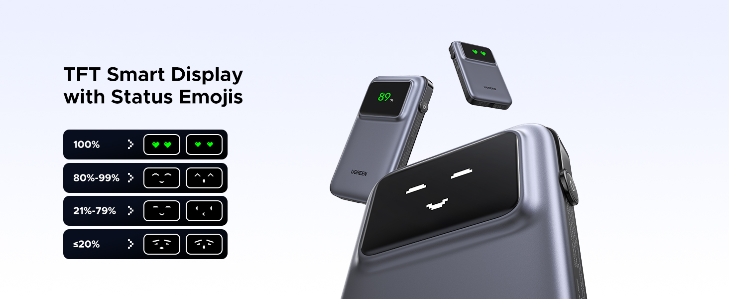 UGREEN 35603 Uno 30W PD Fast Charging 10,000mAh Power Bank Built-in Cable with TFT Display Buy UGREEN 35603 Uno 30W PD Fast Charging 10,000mAh Power Bank Built-in Cable with TFT Display Online in Pakistan - UGREEN PK