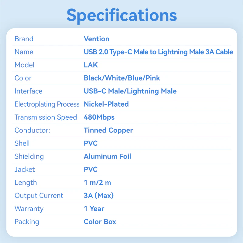 Buy VENTON LAKWH MFi Certified USB-C to Lightning Cable (2 Meter) 27W Fast Charging Online in Pakistan - UGREEN PK