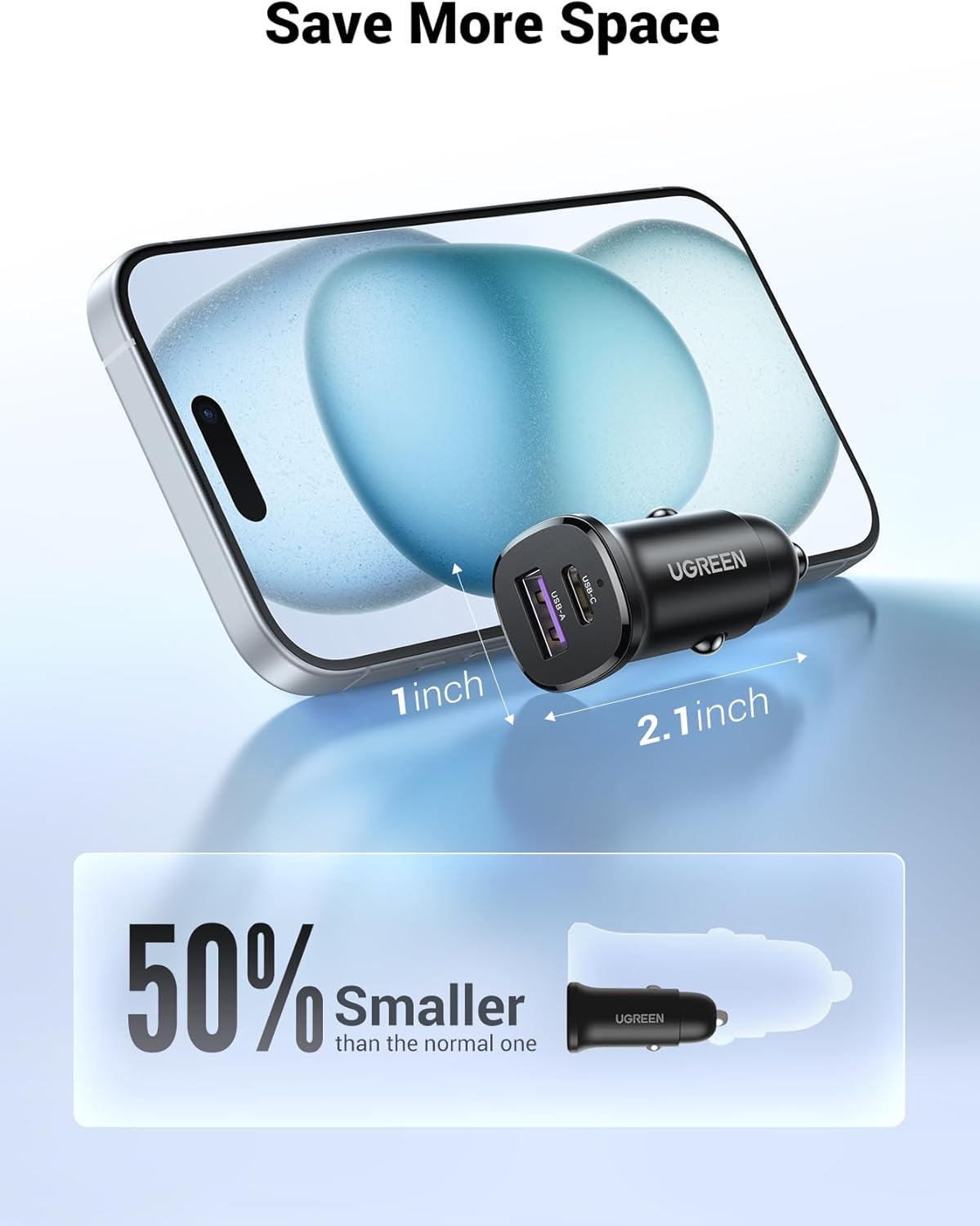 Buy UGREEN 25845 Car Charger 2 Ports PD 30W & PPS 25W for iPhone 17/16/15 Online in Pakistan - UGREEN PK