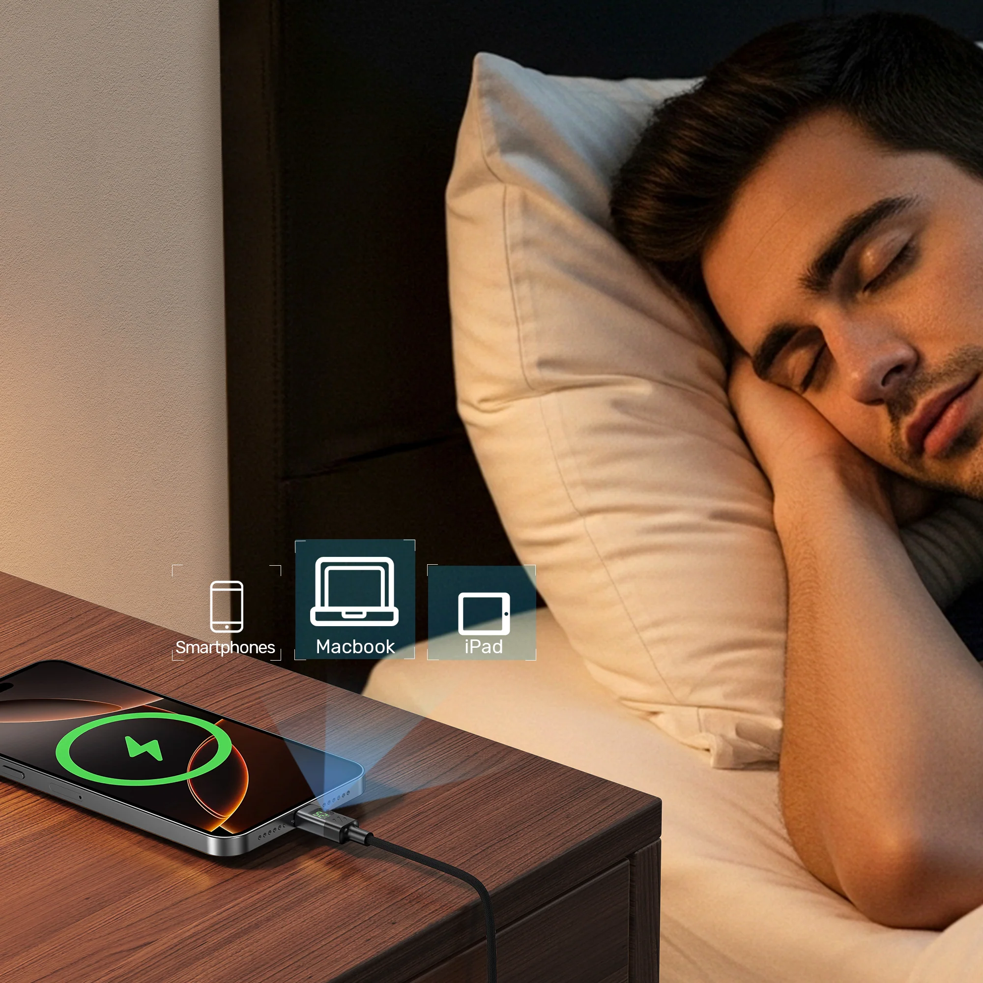 Buy UNITEK PD 60W USB-C Cable with LED Display (2 Meters) E-Marker Chip for iPhone 17/1615, Galaxy S25/S24 Online in Pakistan - UGREEN PK