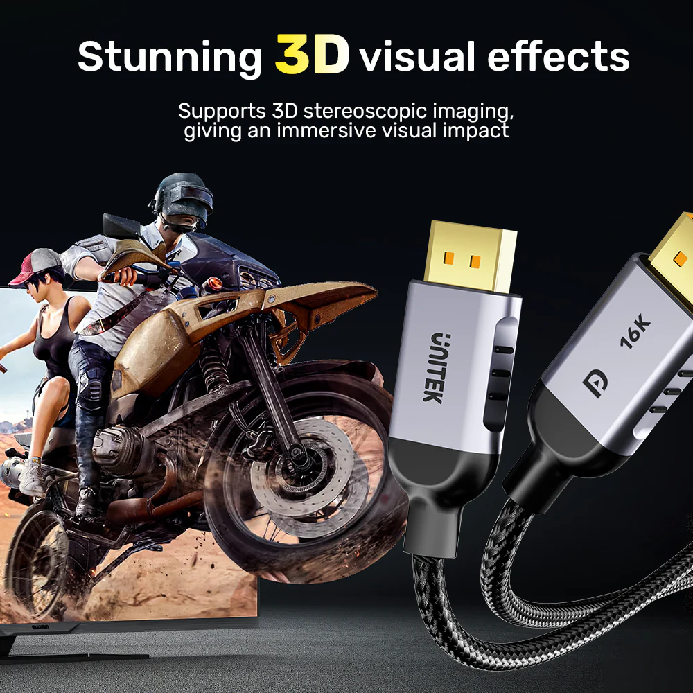 Buy UNITEK DisplayPort 2.1 Certified Braided Cable 16K@60Hz (2 Meter) 80Gbps DP to DP Cable for Gaming Online in Pakistan - UGREEN PK