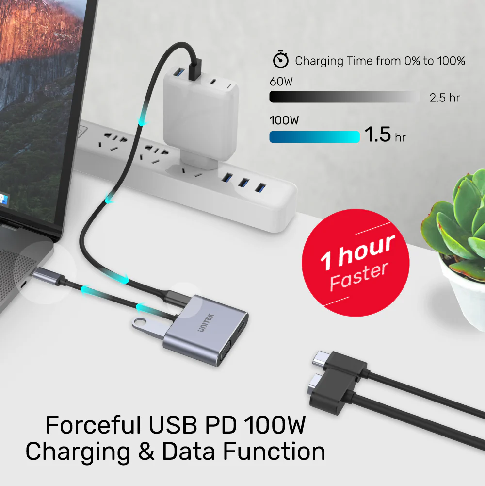 Buy UNITEK uHUB Q4 Lite 4-in-1 USB-C Hub with MST Dual Display, PD 100W, USB-C to 4K HDMI, USB-A Port Online in Pakistan - UGREEN PK