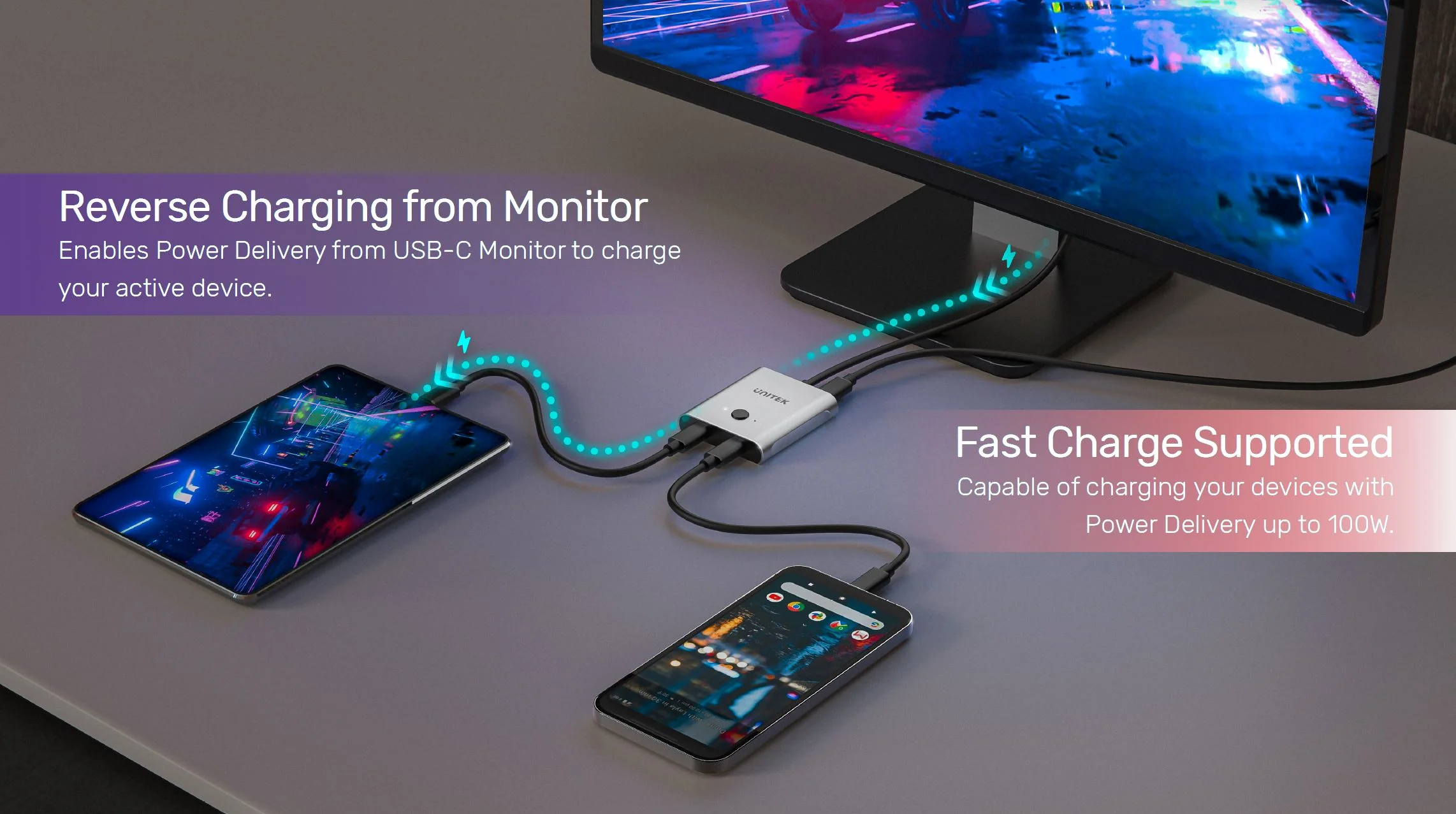 UNITEK USB-C 3.2 Gen 2 Bidirectional Switch 2-in-1 / 1-in-2, 4K@144Hz, 100W PD, 10Gbps Data for MacBook, iPad Pro Buy UNITEK USB-C 3.2 Gen 2 Bidirectional Switch 2-in-1 / 1-in-2, 4K@144Hz, 100W PD, 10Gbps Data for MacBook, iPad Pro Online in Pakistan - UGREEN PK