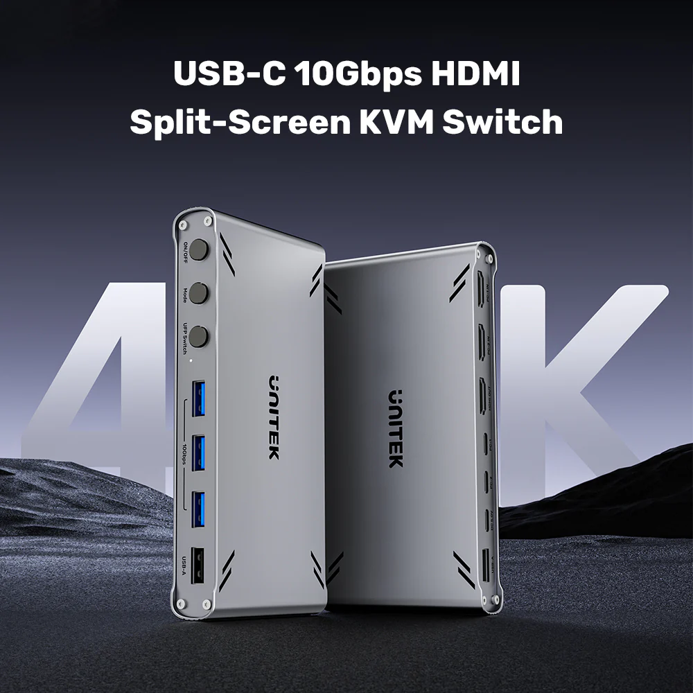 Buy UNITEK USB-C 10Gbps HDMI KVM Switch, 2-PC 4K@30Hz Split-Screen Switch with 5-Port USB 3.1 Hub & Data Online in Pakistan - UGREEN PK