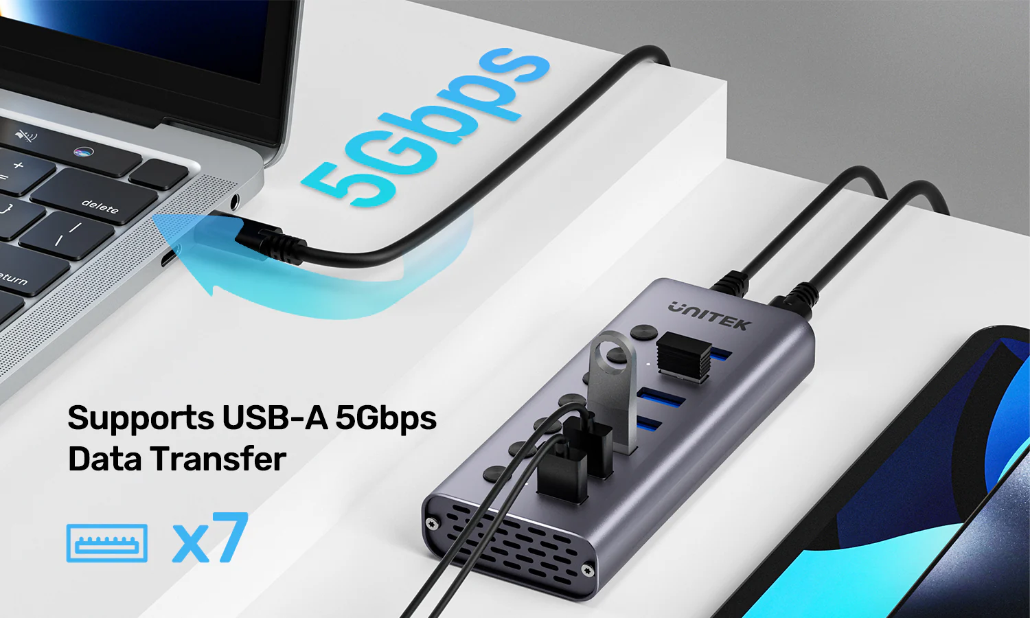 UNITEK 7-in-1 USB Hub with Individual Port Switches 7x USB-A 5Gbps + BC1.2 Fast Charging Buy UNITEK 7-in-1 USB Hub with Individual Port Switches 7x USB-A 5Gbps + BC1.2 Fast Charging Online in Pakistan - UGREEN PK
