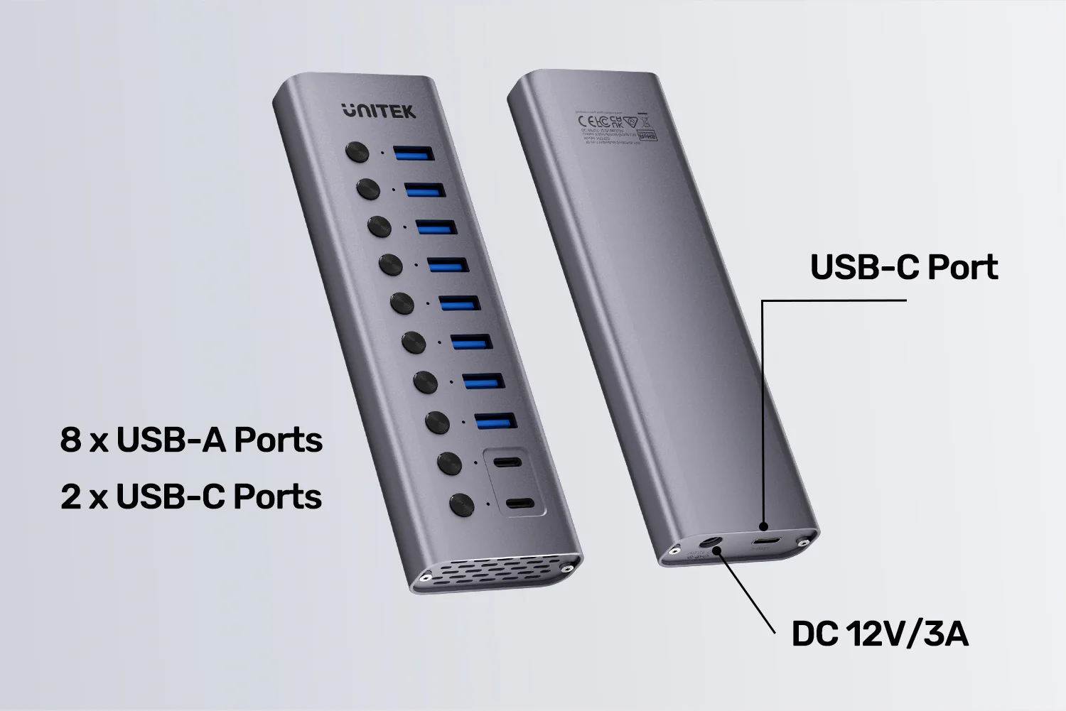 UNITEK 10-in-1 USB Hub with Individual Port Switches, 8x USB-A + 2x USB-C 5Gbps with BC1.2 Fast Charging Buy UNITEK 10-in-1 USB Hub with Individual Port Switches, 8x USB-A + 2x USB-C 5Gbps with BC1.2 Fast Charging Online in Pakistan - UGREEN PK