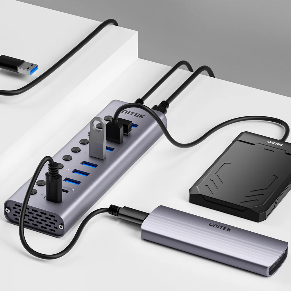 Buy UNITEK 10-in-1 USB Hub with Individual Port Switches, 8x USB-A + 2x USB-C 5Gbps with BC1.2 Fast Charging Online in Pakistan - UGREEN PK