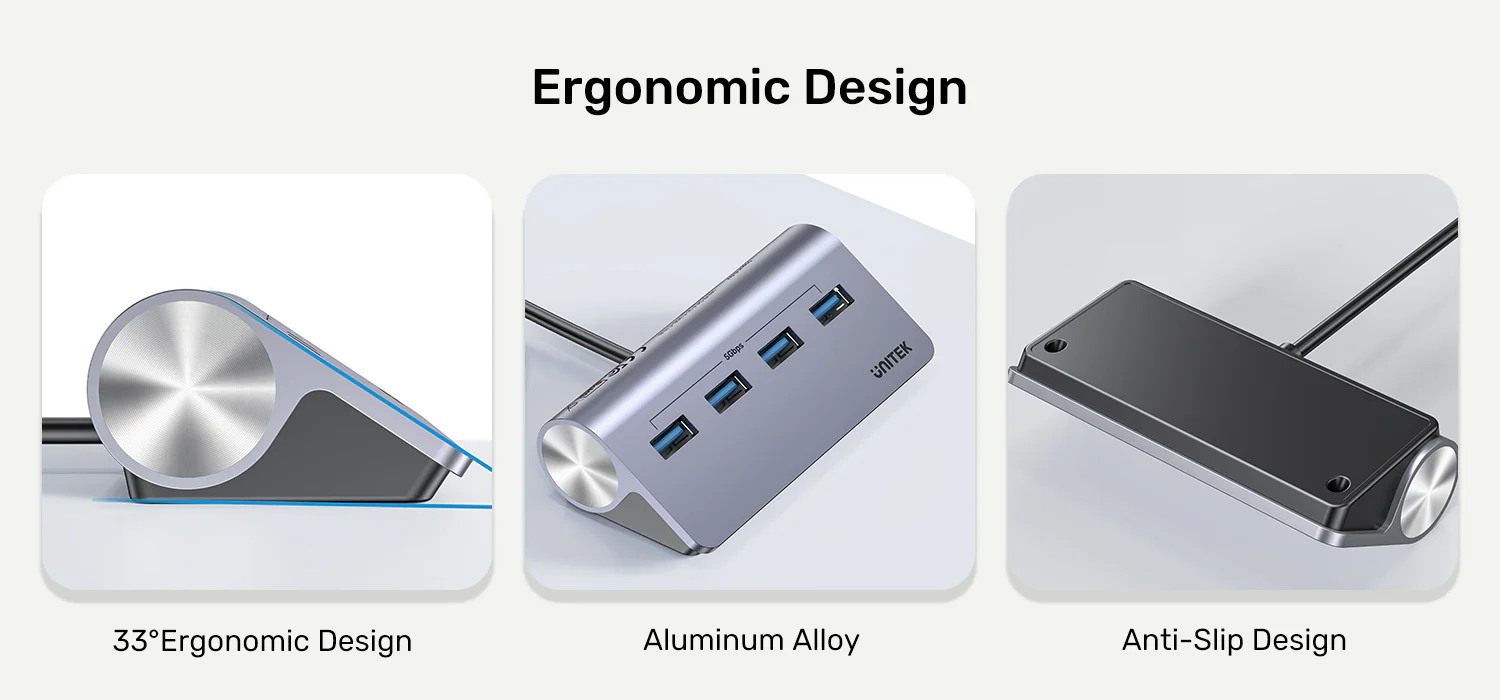 UNITEK uHUB Q4 4-in-1 USB-C Hub 5Gbps Data Ports with External Power 33° Angled Aluminum Design Buy UNITEK uHUB Q4 4-in-1 USB-C Hub 5Gbps Data Ports with External Power 33° Angled Aluminum Design Online in Pakistan - UGREEN PK