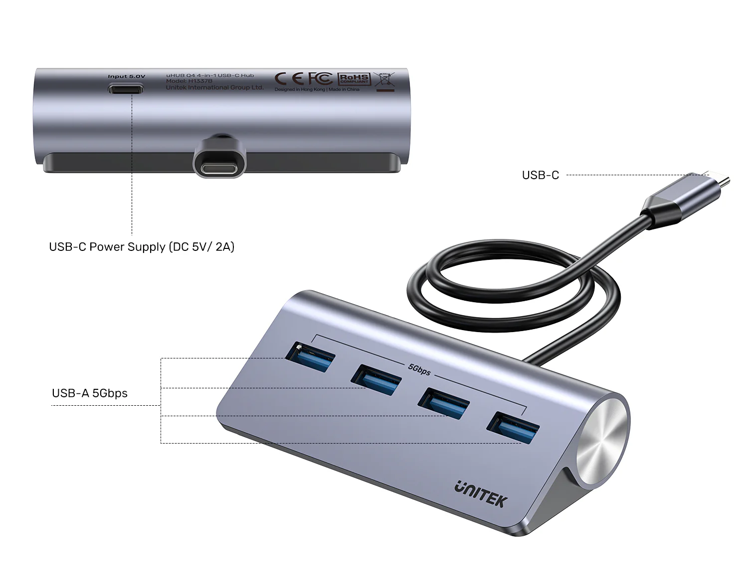 UNITEK uHUB Q4 4-in-1 USB-C Hub 5Gbps Data Ports with External Power 33° Angled Aluminum Design Buy UNITEK uHUB Q4 4-in-1 USB-C Hub 5Gbps Data Ports with External Power 33° Angled Aluminum Design Online in Pakistan - UGREEN PK