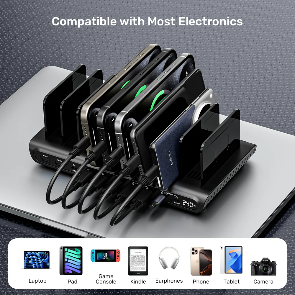 Buy UNITEK uCharge 240W 10-Port USB Smart Charging Station with 8 USB-C & 2 USB-A Online in Pakistan - UGREEN PK