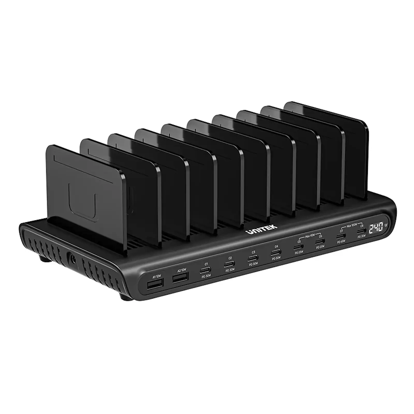 UNITEK P1230CBK01-EU uCharge 240W 10-Port USB Smart Charging Station
