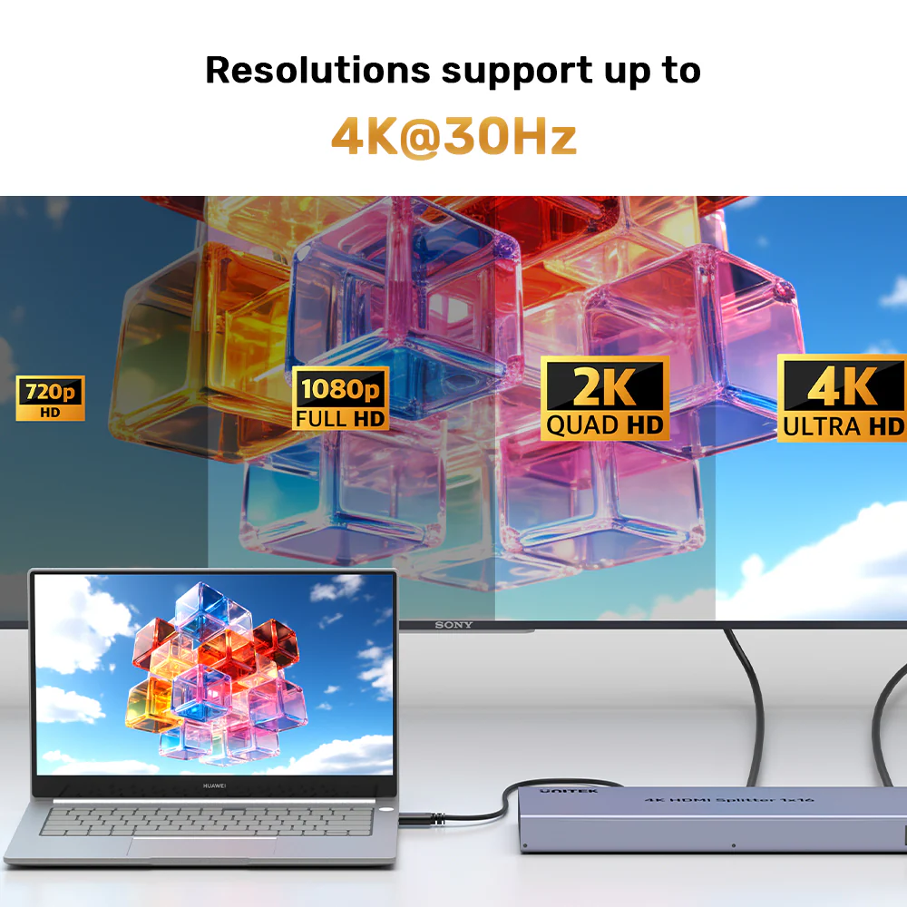 UNITEK HDMI Splitter 1 in 16 Out 4K@30Hz, Professional 16-Port Video Distributor for Digital Signage Buy UNITEK HDMI Splitter 1 in 16 Out 4K@30Hz, Professional 16-Port Video Distributor for Digital Signage Online in Pakistan - UGREEN PK