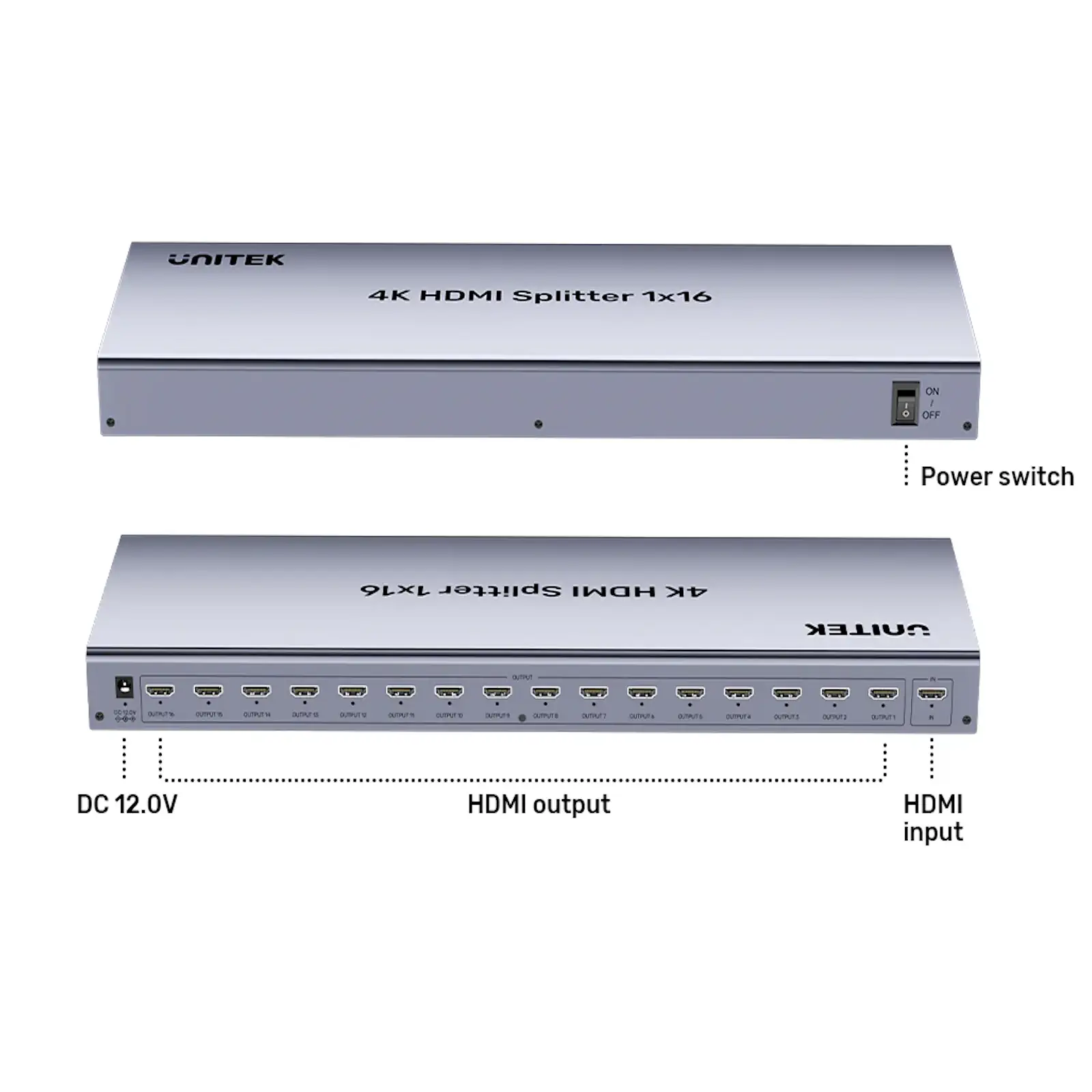UNITEK V1137AGY01-EUย HDMI Splitter 1 in 16 Out 4K@30Hz