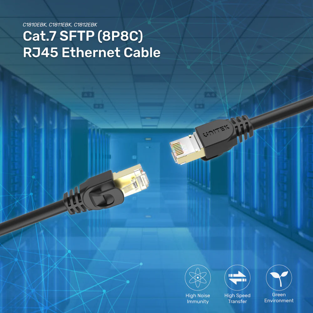 Buy UNITEK Cat 7 SFTP Ethernet Cable 10Gbps, 600MHz, Double Shielded, Gold Plated RJ45, PoE Compatible Online in Pakistan - UGREEN PK